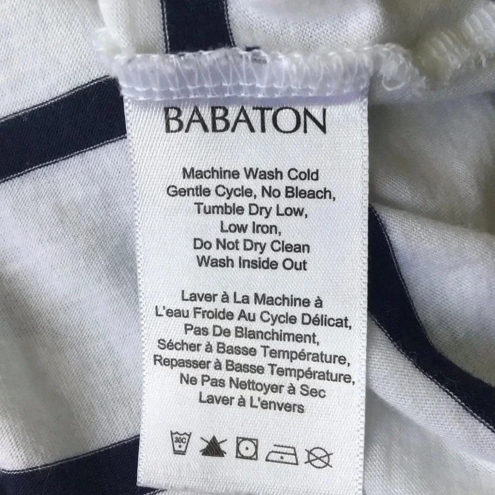 Babaton Sami short sleeve pocket tee scoop neck white navy Excellent Size M - Picture 6 of 10